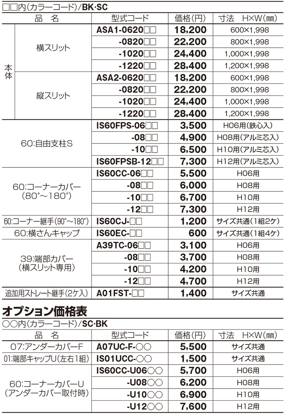 価格表