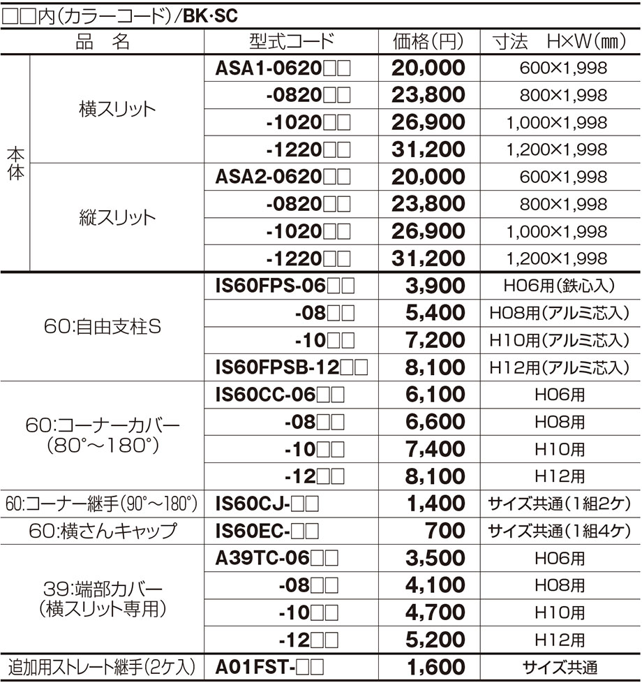 価格表