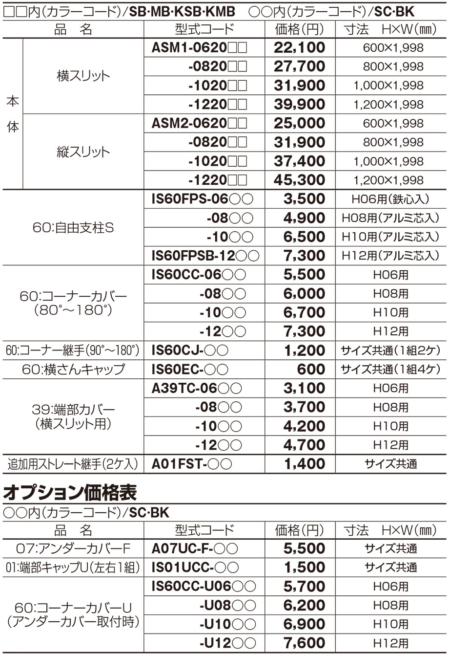 価格表