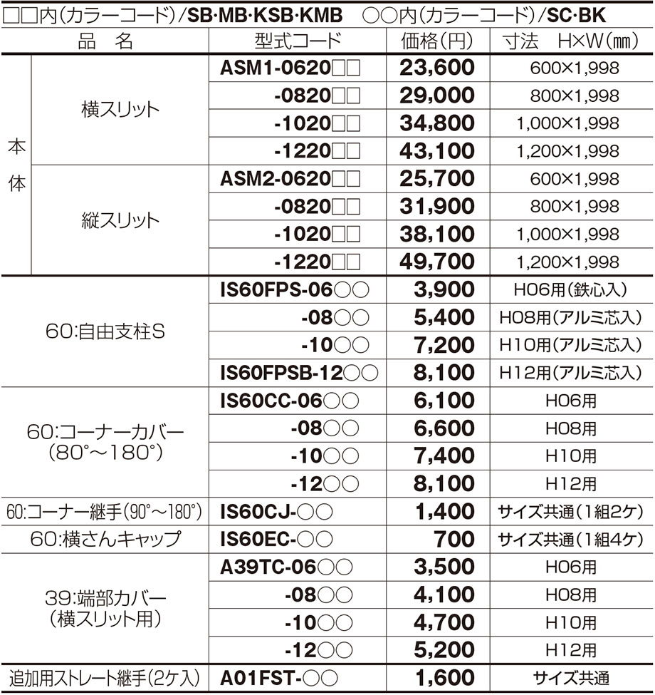価格表