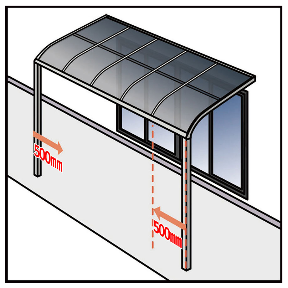 テラス】モダンルーフMF75（フラット屋根・標準桁・1階用・屋根材：熱線吸収ポリカ・メーターモジュール・2000×3尺） | Sadaラク