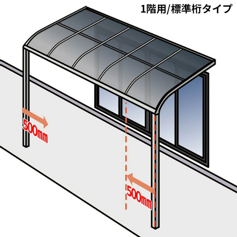 【テラス】モダンルーフMR75（アール屋根・標準桁・1階用・屋根材：ポリカ・メーターモジュール）